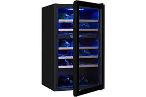 Exquisit® Vinoteca para 45 Botellas, 119L, Negro, Clase G, Dos Zonas de Temperatura 5-20°C, Control Digital LCD, Puerta Reversible de Cristal, Iluminación LED, Medidas (86,5 x 49,0 x 58,0 cm).