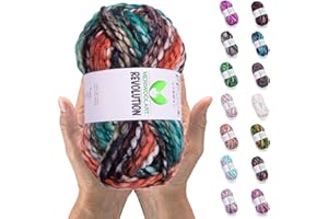 MeriWoolArt Pelote de Laine Mérinos pour Crochet Tricot – Laine à Tricoter - Pelote de Laine Crochet - 75 m de Fil Multicolore XXL Épais et Doux - Laine Volumineuse pour Pulls, Cardigans, Écharpes