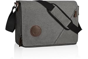 Eshow Bolsos Bandolera para Hombre, Bolso de Hombro Lona con Gran Capacidad, Mensajero Adecuado para Ordenador Portátil Trabajo Escuela Viaje