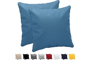 Dreamzie Federa Cuscino (Set di 2) - Blu Cotone - Per i Cuscini 40 x 40 cm - 100% Jersey di Cotone - Federa da Cuscino - Copri Cuscino per Letto - Fodera Protezione per Cuscino