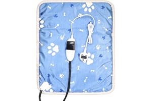 HR Huare Technology Pet Heating Pad, Adjustable Temp With Waterproof And Chew Resistance Cord Puppy Heat Pad, Fishbone, 65X50cm 1Pack