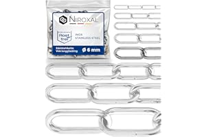 2 pièces de 50-cm = 0,5-mètre 6-mm d'épaisseur chaîne en acier inoxydable V4A lien longue de NietFullThings en un seul morceau anchor chain DIN 5685 DIN 763 0,5-m