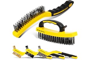 BLOSTM Drahtbürsten Set Mit Nylonbürste, Messingbürste Und Stahlbürste Ergonomischer Griff Zum Reinigen Von Fahrzeugen, Holz, Grills, Herden Usw. - 5er Set