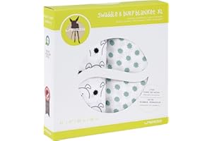 LÄSSIG Coperta Puck per neonati Panno di garza Set di 2 pezzi in cotone 120 x 120 cm/Swaddle & Burp Blanket XL Little Chums Dog