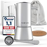 NEVO Stainless Steel Induction Coffee Maker, 6 Cups, BPA Free and Sustainable, for All Hobs and Camping, Dishwasher Safe, Pre