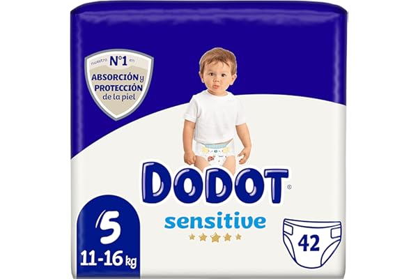 DODOT Sensitive - Pañales, 11 A 16 Kg, Blanco, Talla 5, Vanilla, 42 Unidad