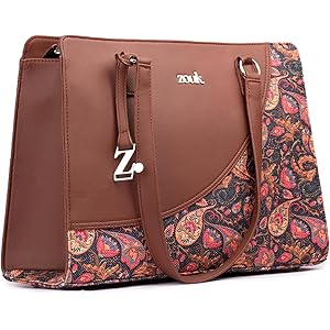 ZOUK Women\'s Office Essential Bag | Jute | Vegan Leather Handcrafted Tote Bag With Double Handle Shoulder Strap