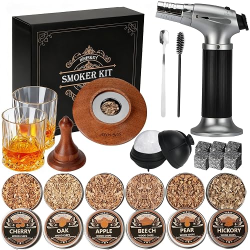 Whisky-Räucherset mit Fackel, 2 Gläser