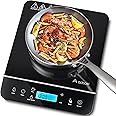 Aobosi 2000W Single Induction Hob,Portable Induction Cooker with 10 Power Levels &10 Tempertura Levels,Ultra-thin Induction Cooktop with Auto-Control Function,4H Timer,Safety Lock