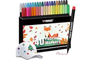 Pamaker 40 Textilstifte – Waschmaschinenfest und Permanent für T-Shirts, Stofftaschen, Schuhe und mehr – Ungiftig, ideal für Kinder und Erwachsene