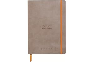 RHODIA 117764C - Carnet Souple Goalbook Taupe - A5 14,8 x 21 cm - Petits Carreaux - 240 pages - Papier Clairefontaine Ivoire 90 g/m² - 2 Rubans, Fermeture Élastique - Simili Cuir