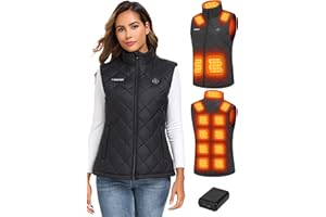 Gokozy Heated Gilet for Women with 15 Heat Zones 20000mAh 12V Battery Pack Ultra-Lightweight & Waterproof Winter Wear for Outdoor/Skiing/Gifts