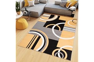 TAPISO Maya Tappeto Soggiorno Pelo Corto Design Moderno Motivo Astratto Geometrico Semicerchi Tonalità Beige Giallo Camera da Letto Cameretta Ufficio Salotto Oeko-Tex 120 x 170 cm
