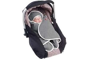 RED CASTLE, Couverture enveloppante Hiver bébé, Compatible Siège Auto/Pousette/Nacelle, Double Polaire, Douce, Chaude, Déperlante, Respirante, Babynomade, Gris clair/Blanc, 0-6 Mois