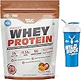 WILD BUCK Premier Whey Protein Concentrate 100%, 24g High Protein, 5.43g BCAA, 11.53g EAA & Added Digestive Enzymes | Muscle-Building Whey Protein Powder | Sports Drink for Recovery & Muscle Growth | For Men & Women [1kg, Strawberry Mango] Free Shaker