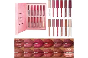 BELIKY GIRL Set de 12 brillos de labios,Brillo de labios mate y brillante,Brillo de labios de larga duración para mujeres y niñas,Kit de maquillaje de labios no pegajoso con fórmula hidratante