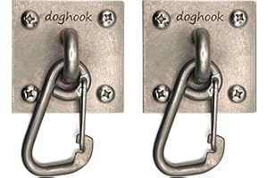 DOGHOOK Canine Hitch- Secure Dog Leash Parking Wall Large Hook with Clip 2 Pack - Tie Out Stainless Steel & ABS Mounting Plate for Strength - Practical Lead Management for Home & Business