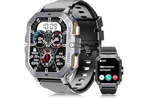 OUKITEL Smartwatch Herren, 2.02''HD Touchscreen Smart Watch mit Telefonfunktion, 5ATM Wasserdicht Fitnessuhr, 100+Sportmodi Sportuhr, 24 Std SpO2/Puls/Schlaf/Monitor Schrittzähler, Uhr für Android iOS