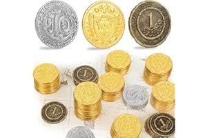 Byhoo 50 monete DND in metallo, 1,2 pollici, oro argento, rame, con valore nominale per gioco da tavolo e tavolo RPG, monete in metallo fantasy per pirati, giochi, feste, cosplay