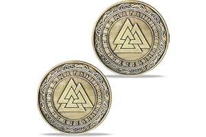 AtSKnSK Moneta vichinga norrena Mjolnir con martello di Thor, talismano mitologico nordico (moneta Valknut (nodo del guerriero ucciso))