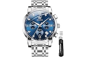 OLEVS Herrenuhren Schwarz Edelstahlarmband Quarz Uhr Männer mit Diamant Datum Wasserdicht Leuchtende Klassische Elegantes Armbanduhr Geschenk