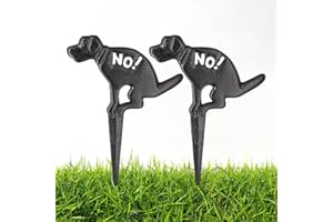 Prefdo Lot de 2 panneaux de cour « No Pooping Yard » en fonte « No Dog Poop », « Keep Dogs Off Grass » - Noir
