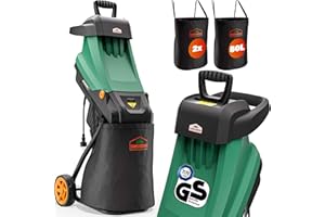 Gardebruk® Broyeur de Jardin végétaux 2400 W déchiqueteur Jardin électrique Sac ramassage 2x50L Branches arbuste 45mm déchets Verts