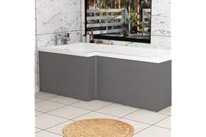 ROYAL BATHROOMS L-Shaped Bathroom Indigo Grey Gloss Bath Panels Reversible Wooden Bath Front Panel