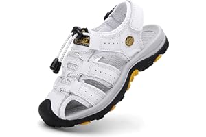 ZYLDK Unisex-Kinder Sandalen Leder für Jungen Mädchen Strand Geschlossene Wandersandale Trekkingsandalen Sport- Outdoor Sommer Atmungsaktive Freizeitschuhe Wanderschuhe 28-37 EU