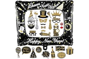 Auzlya 2026 Foto Requisiten,30 Stück Fotobox Accessoires,Silvester Foto Requisiten,Silvester Party Foto Booth Requisiten Dekoration,Silvester Deko 2026,Silvester Deko zubehör