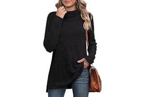 MSIYOW Jersey de Cuello Alto Mujer Invierno Pullover Largo Elegante Suéter Casual Talla Grande