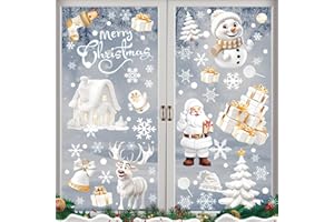JAMSSOW 190pcs Fensterbilder Weihnachten,Weihnachtsdeko Fenster Selbstklebend,Doppelseitig Fensterbild Weihnachten,Weihnachtsfensterbilder,Wiederverwendbare Fenster Aufkleber,Fensterdeko Weihnachten