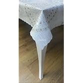 Kalın astarlı osmanlı desen kenarlı volanlı dalgalı kesim silinebilir pvc muşamba masa &ouml;rt&uuml;s&uuml; (Bej, 100 x 140)
