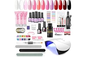 ‎COSCELIA COSCELIA UV Nagellack Set mit Lampe,10 Farben Gel Nagellack Starterset UV Gel Nagellack Set Gelnägel Starterset und 3 Stück Poly Nägel Gel Set Gellack Nägel Nagelstudio Set
