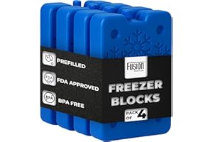 FUSION FOOD CARE Fusion Food Reusable Freezer Blocks for Cool Bags & Boxes – BPA-Free Leak Resistant Long-Lasting Ice Packs for Cool Box, Lunch Boxes, Camping, Picnic, Beach & Outdoor Use
