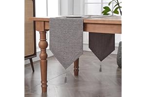 BALCONY & FALCON Table Runner, Kitchen Runner Waterproof Table Runner Modern Stain-proof Table Runner for Furniture with Tassel for Home Christmas Party Restaurants Table Runner (DarkGrey-1, 180x35)