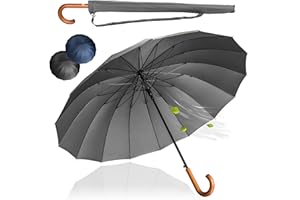 LOGAN & BARNES Stockschirm Sturmfest Ø120cm mit hochwertigem Echtholzgriff und geräuschloser Gummispitze - XXL Regenschirm Groß mit 16 Streben - Modell EDINBURGH