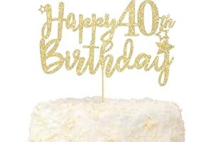 LOVENJOY Happy 40th Birthday Cake Topper Oro Glitterato Hello 40 e Favolosa Decorazioni Torta Compleanno