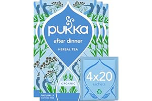 Pukka Herbs | After Dinner Organic Herbal Tea Box | Tea Infusion With Fennel, Cardamom & Turmeric | Ideal For Digestive Wellness | Caffeine Free | 4 Packs | 80 Plant Based Biodegradable Tea Bags