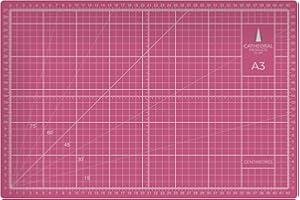 Cathedral Products A3 Double-Sided Self-Healing Cutting Mat | 3mm Thick | Metric and Imperial Grids | Pink