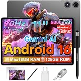 TECLAST P50T Tablet 11 Inch Android 16 Tablet 90Hz, T7250 2GHz Octa-Core Gemini AI, 16GB RAM+128GB ROM+5TB TF, 8000mAh, 5G Wi
