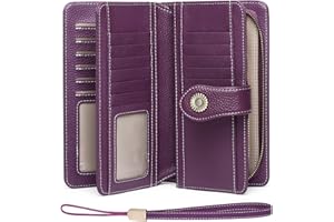 SENDEFN Monederos para Mujer Cartera de Mujer de Gran Capacidad de Cuero,con 24 Ranuras para Tarjetas con RFID Bloqueo Largo de Cremallera Carteras para Mujer