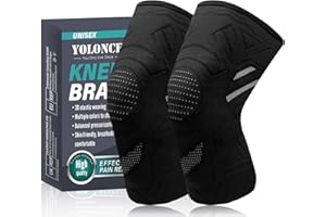 AUBEIFOU 2 Pièces Maintien De Compression Genoux, Genouillère de Sport, Élastique Respirant Genouillère de pour Femmes/Hommes, Genouillere Ligamentaire Genou, pour Course à pied et entraînement, Noir, XL