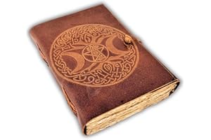 URBAN LEATHER Diario celtico fatto a mano con albero della luna in rilievo con pagine antiche con bordo a ponte, per uomini e donne, album da disegno, album di ritagli, pagine bianche senza righe