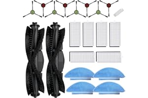 AVAENZO Zubehör für Lubluelu SL60D / Honiture Q6 SE/Tikom L9000 / Laresar L6 Nex, 2 Rollenbürste 6 HEPA-Filter 4 Mop-Tücher 8 Seitenbürste Saugroboter Ersatzteile