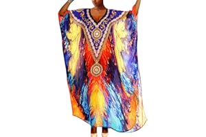 Bsubseach Damen Casual Beach Kaftan Kleid Kurzarm Loungewear Caftan Strandkleid