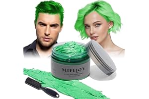MIFELOY 4,23 onces Grünu Teinture pour cheveux Temporaire avec brosses, hommes femmes Styling Haartone Wax, crème pour cheveux instantanée Mud Pomade coiffure naturelle,Party Cosplay Halloween