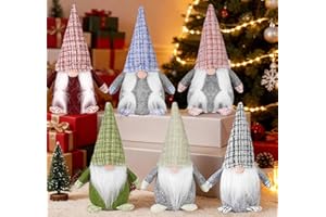 ilauke Zestaw 6 bożonarodzeniowych skrzatów 20 cm, dekoracja bożonarodzeniowa z figurką krasnoludka, szwedzki z brodą i czapką zimową, akcesoria świąteczne do domu, kuchni