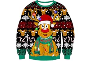 Freshhoodies Unisex Strickpullover Weihnachtspullover Mit LED Leuchten Neuheit Ugly Weihnachtspulli Sweater Pullover Für Damen Herren Weihnachtsparty S-2XL