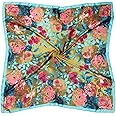 DRESHOW Large Square Satin Headscarves Hair Scarves Silk Accessories Classic Patterned Squares Beach Bandanas for Women